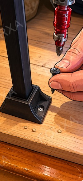 Driving a screw to secure a base bracket to the baserail